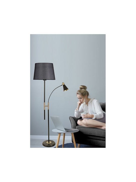 Forza Lampa de podea Î165xL30cm. cu Soclu pentru Bec E27 Negru
