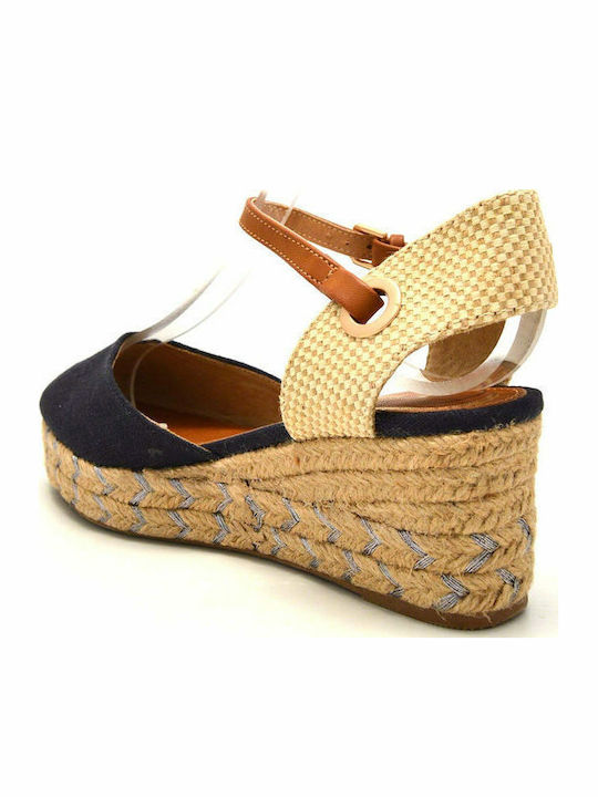 Bella Damenplattformen im Espadrilles-Stil Blau