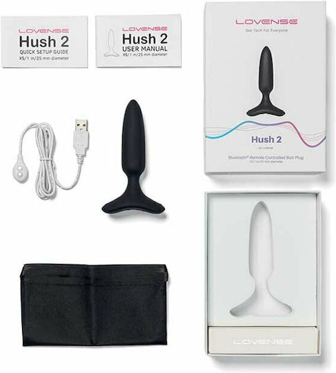Lovense Hush 2 Πρωκτική Σφήνα με Δυνατότητα Ασύρματης Λειτουργίας και Δόνηση Μαύρη 2.5cm