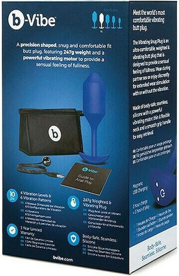 b-Vibe Vibrating Snug Plug XL Anal Plug mit Vibration XLarge Blau 5.8cm
