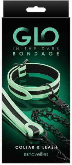 Ns Novelties GLO Bondage Collar & Leash Collar Green