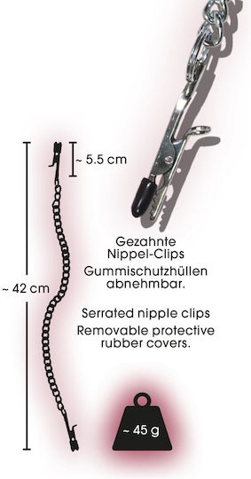 Sextreme Nipple Chain with Clamps Cleme pentru Sfârcuri în Culoare Argintiu