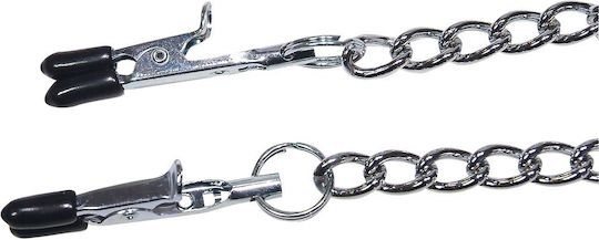 Sextreme Nipple Chain with Clamps Cleme pentru Sfârcuri în Culoare Argintiu