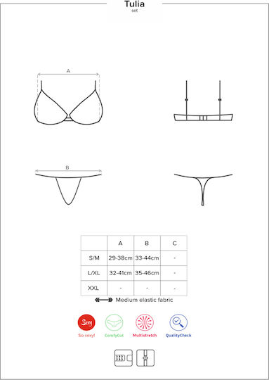 Obsessive Sexy Σετ Εσωρούχων με Δαντέλα Μαύρο 2τμχ