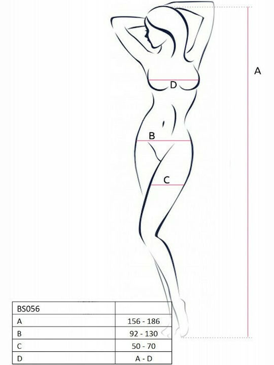 Passion BS048 Bodystocking Sexy Plasă Cu Deschidere În Zona Intimă Negru
