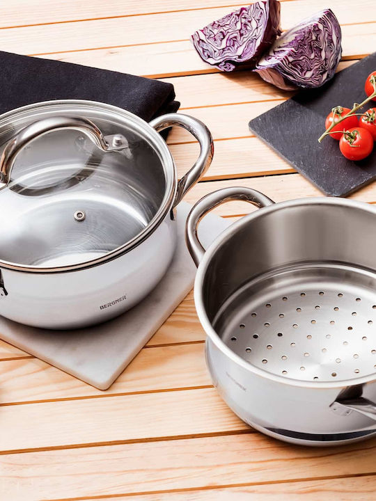 Bergner Gourmet Pots Set of Stainless Steel with No Coating Silver 2pcs