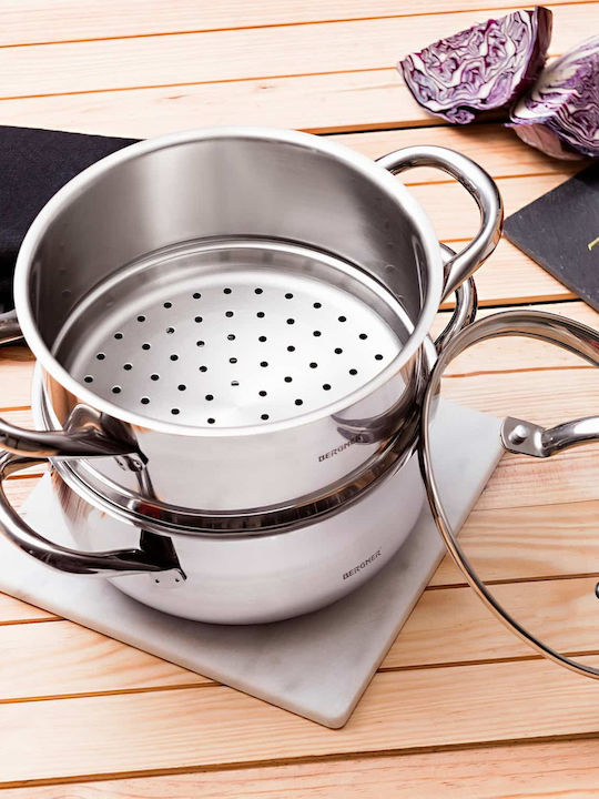 Bergner Gourmet Pots Set of Stainless Steel with No Coating Silver 2pcs
