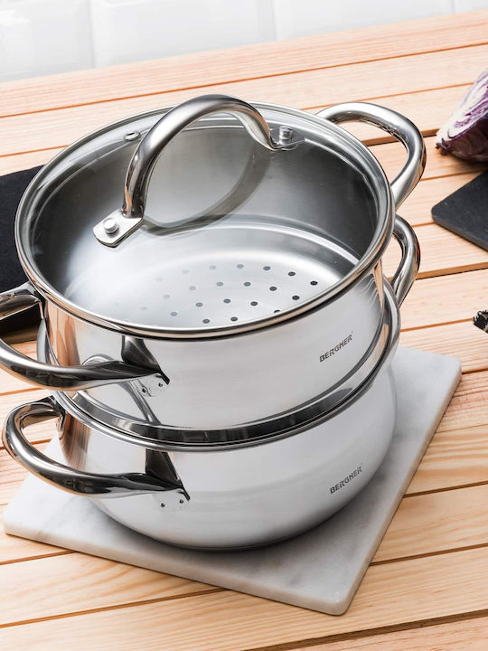 Bergner Gourmet Pots Set of Stainless Steel with No Coating Silver 2pcs