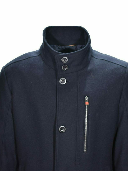 Men's Three-Quarter Coat Woolen Blue Dark Calamar CL 120770 8Q22 43