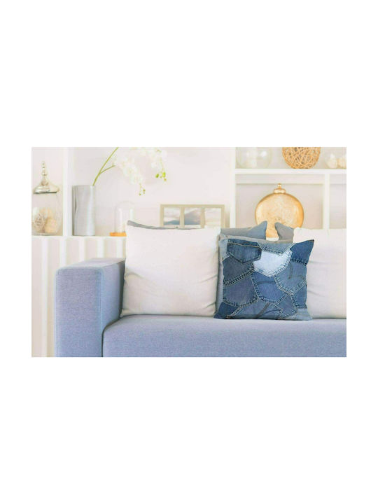 Lalos Sofa Cushion Jean from 100% Cotton Blue 45x45cm.