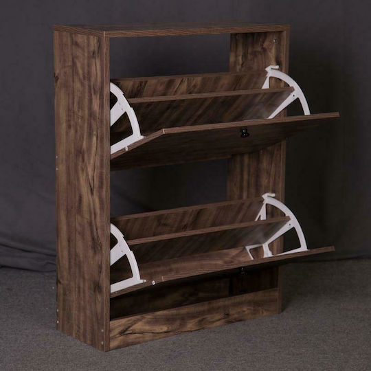 1872 Wooden Shoe Organizer with 2 Shelves Grey Oak - Black 60x23.5x81cm