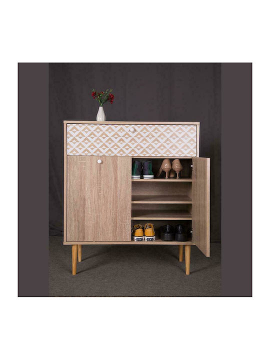 2228 Wooden Shoe Organizer with 4 Shelves Sonoma - White 78x37x89cm