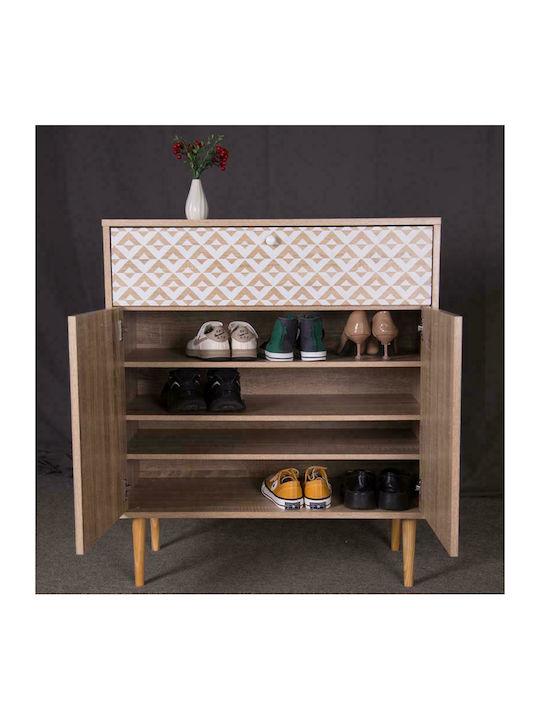 2228 Wooden Shoe Organizer with 4 Shelves Sonoma - White 78x37x89cm