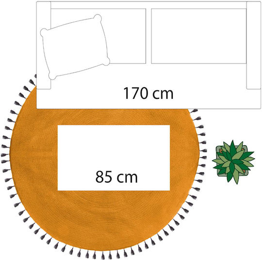 Teppich Rund Sommer Baumwolle mit Fransen Aukra