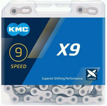 KMC Chain Х9 Велосипедна Верига 9 Скорости 122 Връзки Сребриста