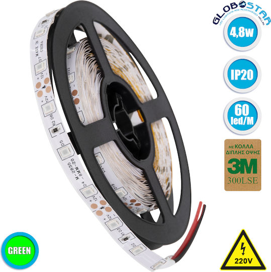 GloboStar LED Strip Avila 12V Green Light 5m Type SMD3528