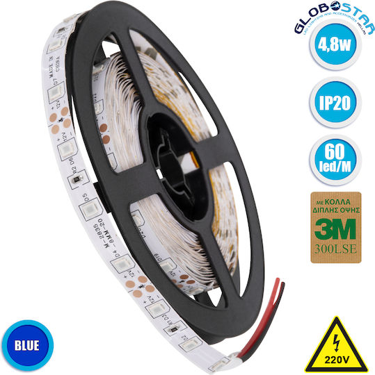 GloboStar LED Strip Avila 12V Blue Light 5m Type SMD3528