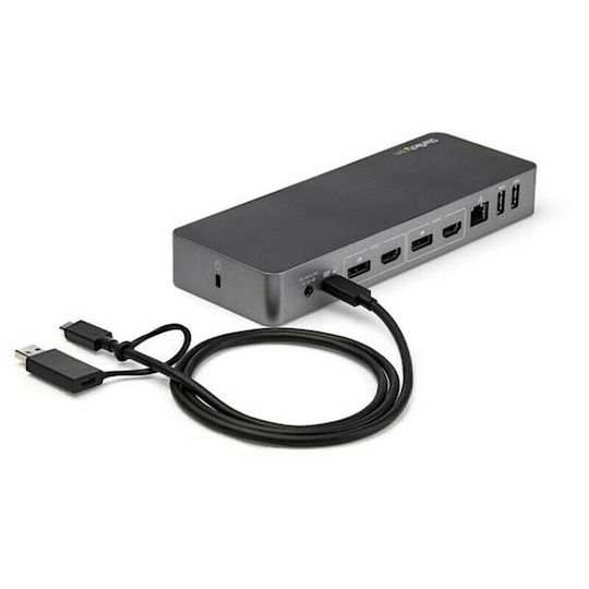 StarTech USB-A / USB-C Docking Station με HDMI/DisplayPort PD και συνδεση 2 Οθονών Γκρι (DK30C2DPEPUE)