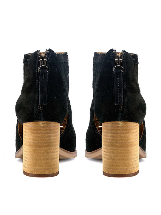 Leder Damen Knöchelstiefel Schwarz