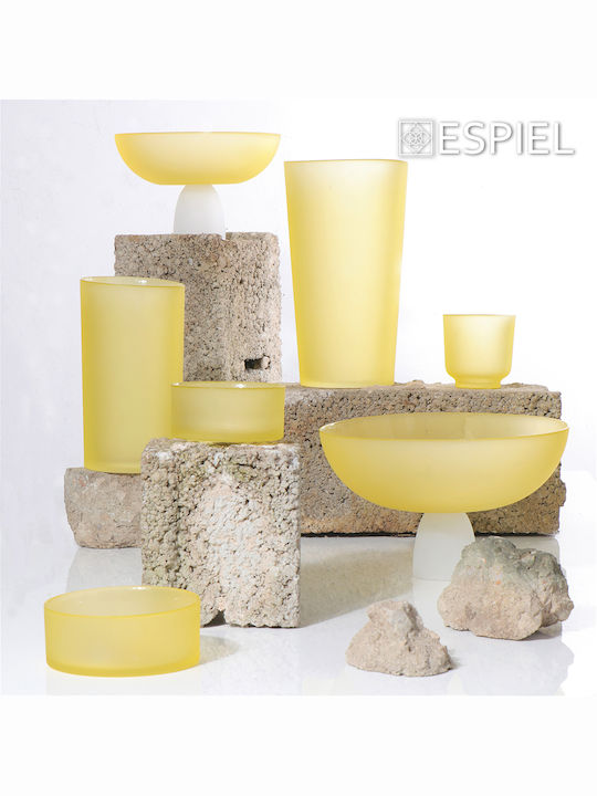 Espiel Caprice Decorative Bowl Glass with Pedestal Yellow 28x28x17.5cm