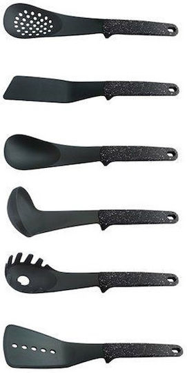 Royalty Line Plastic Cooking Utensil Set with Base Black 7pcs