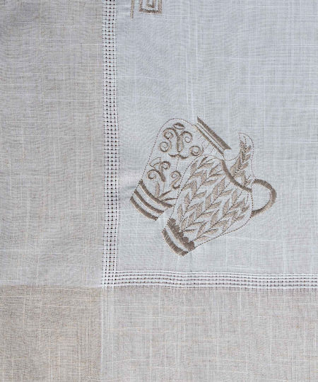 Silk Fashion Rotunda with Embroidery 3741 Ivory 85x85cm