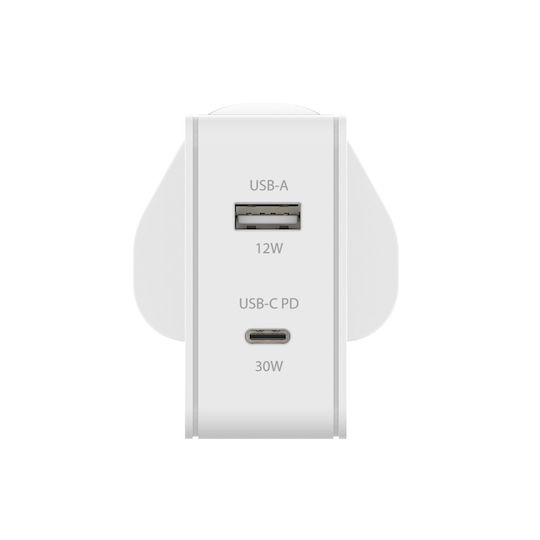 Joby Încărcător Fără Cablu cu Port USB-A și Port USB-C 42W Albς (JB01806)