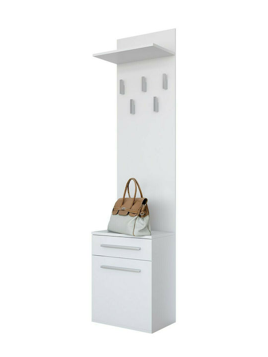 Duo Entry Furniture with Hanger & Shoe Rack White 50x27x124cm