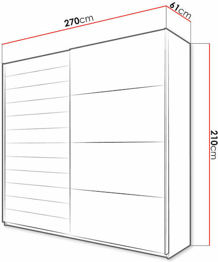 Ușă dublă Dulap de Haine Glisare Kappa 270x61x210cm