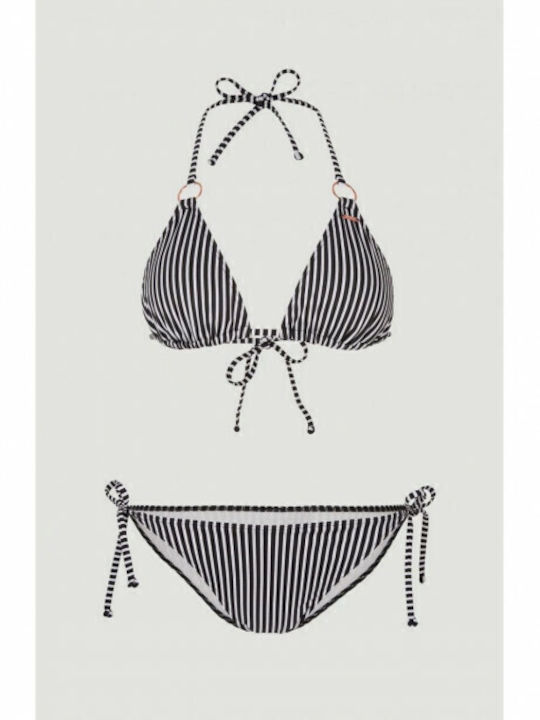 Set Bikini Τριγωνάκι Ριγέ Μαύρο