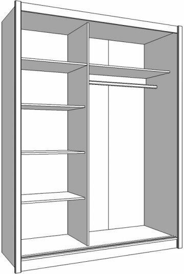 Double Door Wardrobe Sliding Navara with Mirror 165 166.4x60.7x215.4cm
