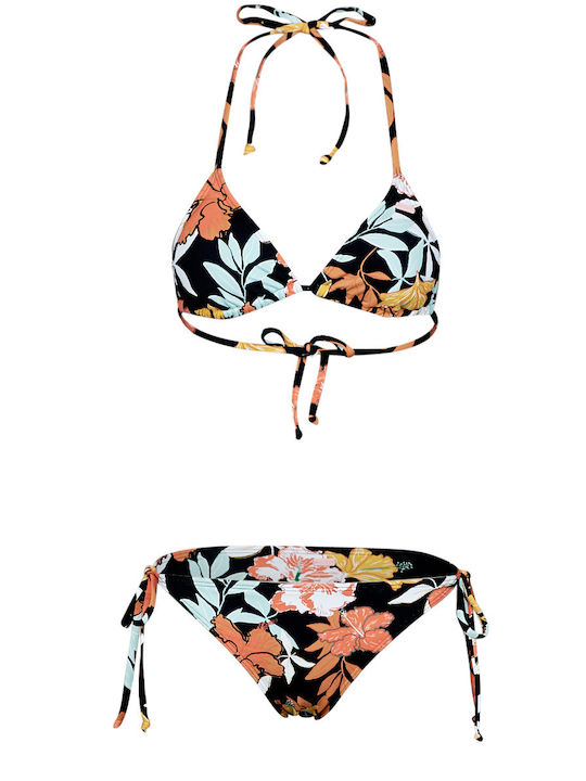 Tiki Set Bikini Τριγωνάκι Floral Μαύρο