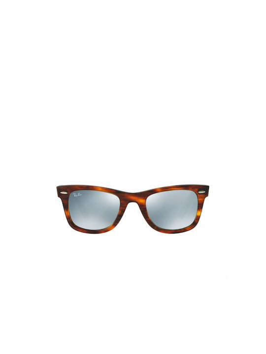 Ray Ban Wayfarer Sunglasses with Brown Tartaruga Plastic Frame and Silver Mirror Lens RB2140 117830