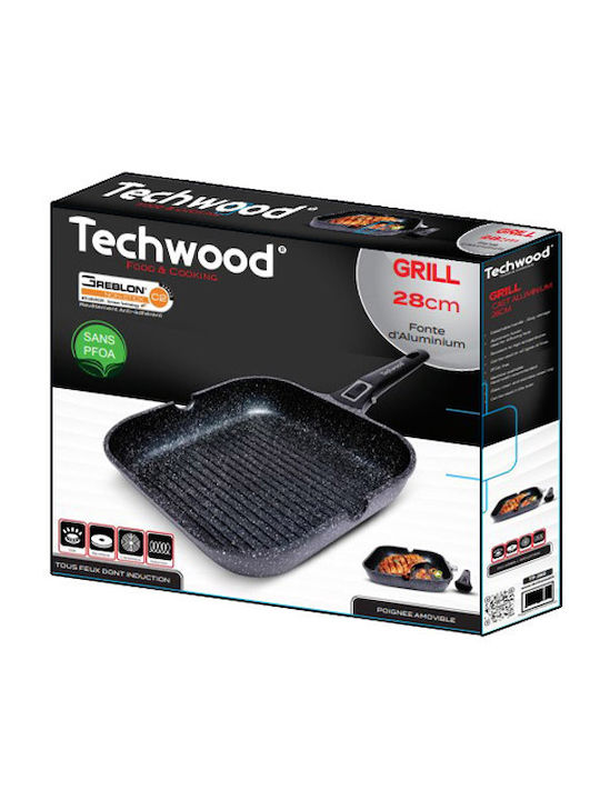 Techwood Grătar din Aluminiu cu Strat Antiaderent 28cm
