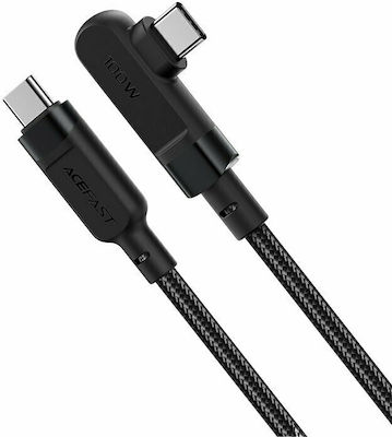 Acefast C5-03 Angle (90°) / Braided USB 2.0 Cable USB-C male - USB-C male Μαύρο 2m