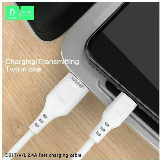 Denmen Denmen D01T USB 2.0 Cable USB-C male - USB-A Λευκό 1m