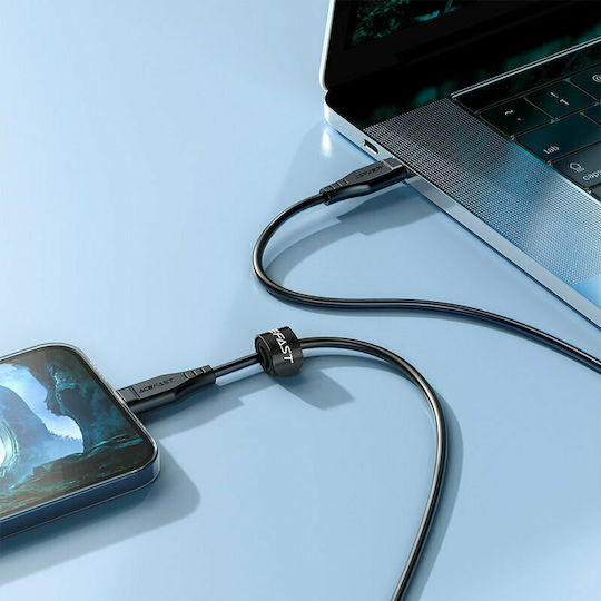 Acefast C3-01 Редовна USB-C към Lightning кабел 30W Черен 1.2м