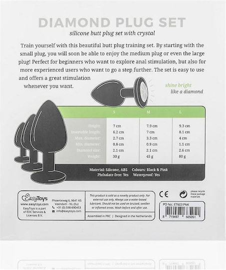 Easytoys Diamond Анални тапи Подредба Black 3бр
