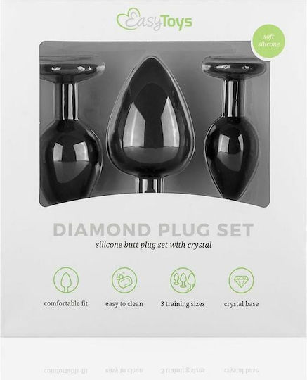 Easytoys Diamond Анални тапи Подредба Black 3бр