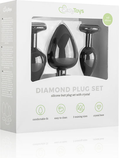 Easytoys Diamond Анални тапи Подредба Black 3бр