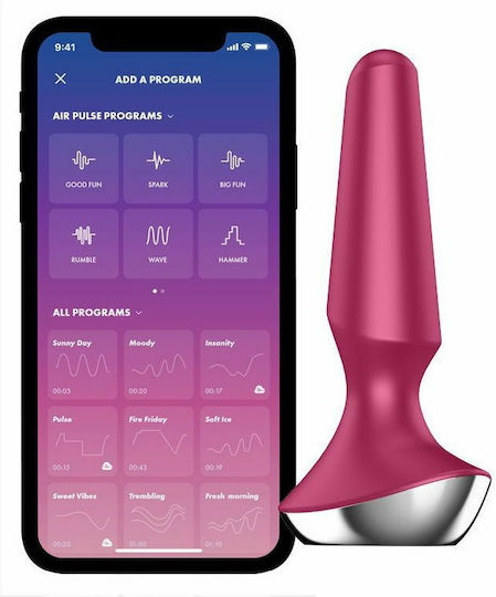 Satisfyer Plug-ilicious 2 Play Vibrator Πρωκτική Σφήνα με Δυνατότητα Ασύρματης Λειτουργίας και Δόνηση Berry