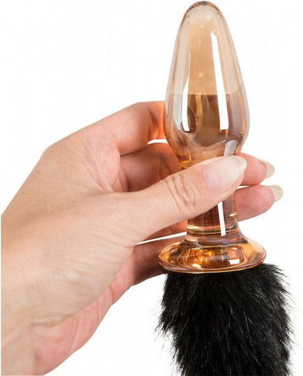 You2Toys Glass Plug with Tail Πρωκτική Σφήνα Transparent Gold / Black 10.5cm