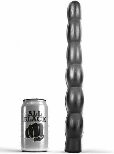 All Black Πρωκτικό Dildo με Ραβδώσεις Μαύρο 32cm