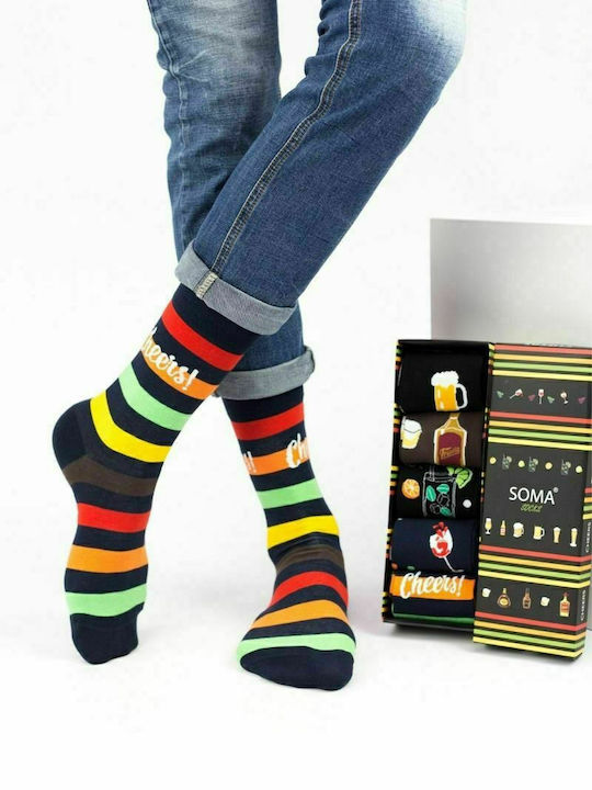Soma Socks Cheers Unisex Κάλτσες με Σχέδια Μπλε 5 Pack