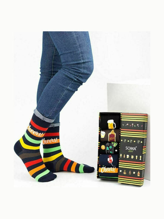 Soma Socks Cheers Unisex Κάλτσες με Σχέδια Μπλε 5 Pack