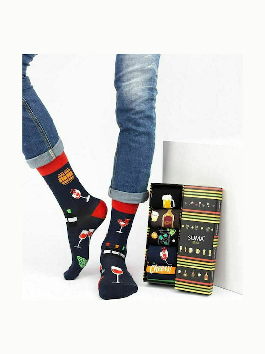 Soma Socks Cheers Unisex Κάλτσες με Σχέδια Μπλε 5 Pack