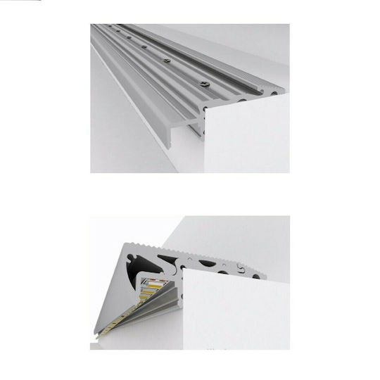 GloboStar External Aluminum Profile for LED Strip Stairs with Opal Cover 100x5.9x2.1cm