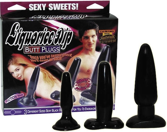Nanma Sexy Sweet Butt Plugs Πρωκτικές Σφήνες Σετ Μαύρες 3τμχ