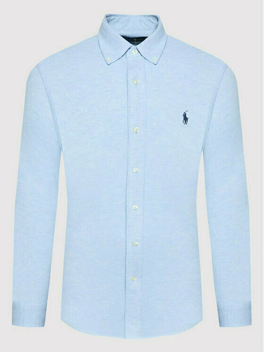 Long-sleeved Cotton Shirt Light Blue