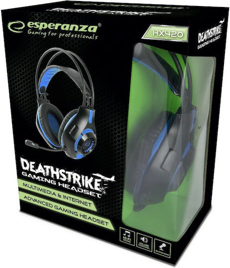 Esperanza Deathstrike Over Ear Gaming Headset με σύνδεση 3.5mm Μπλε